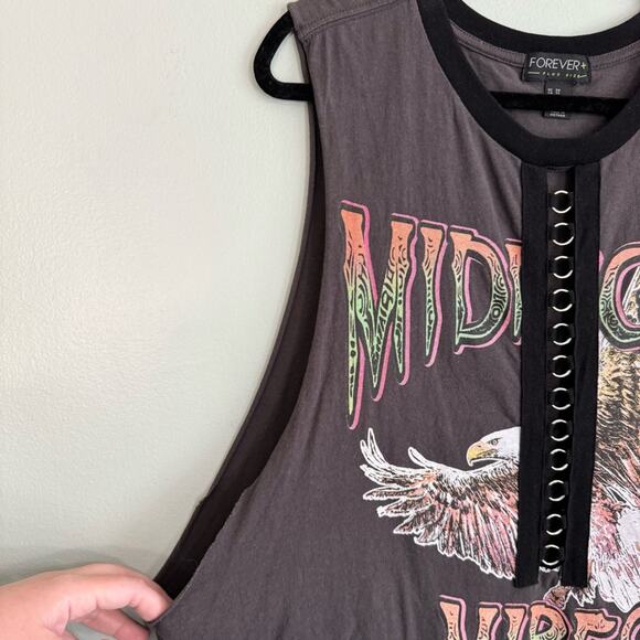 Forever 21 Midnight Vibes Official Graphic Sleeveless Tank Top Gray 3X Plus - Picture 9 of 9
